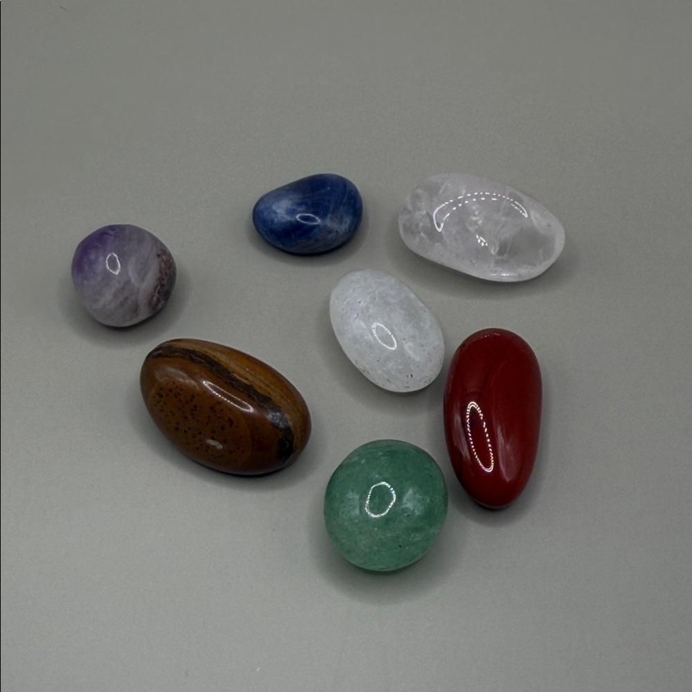 Chakra Crystal Tumbled Gemstone Set — Multicolor Polished Stones Meditation Yoga